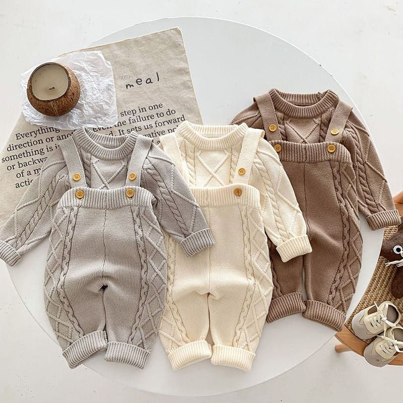 Cozy Knit Jumper with Overalls Set - JAC