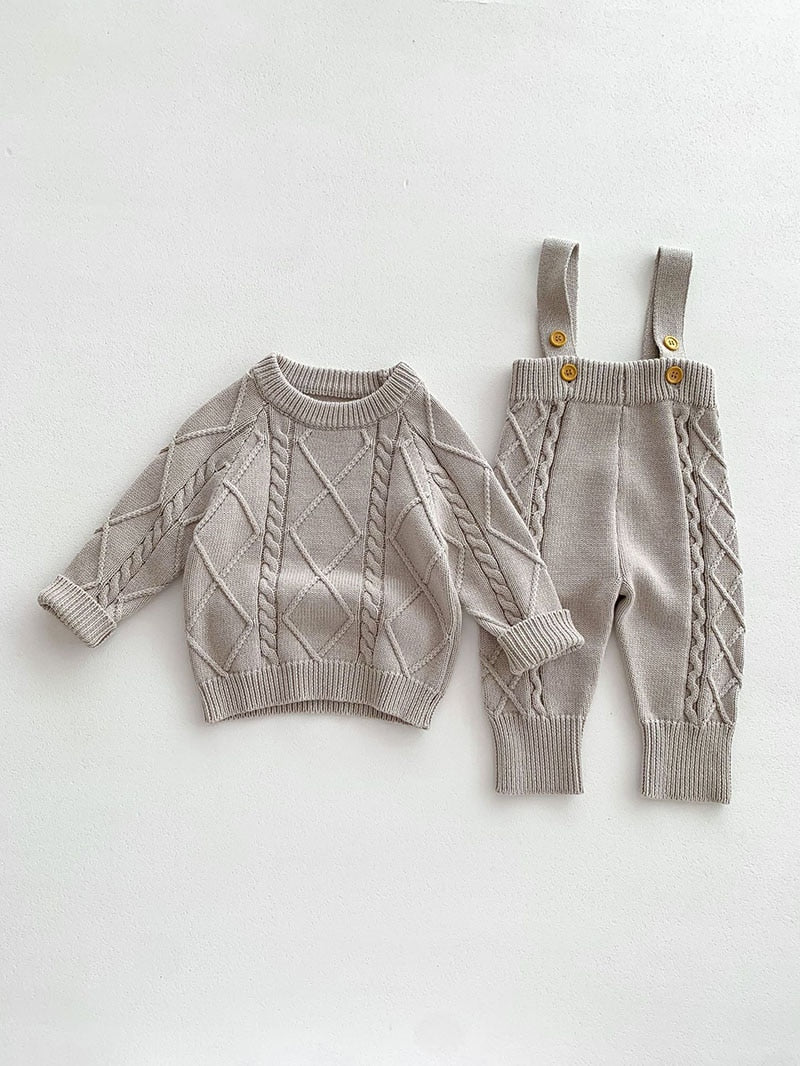 Cozy Knit Jumper with Overalls Set - JAC