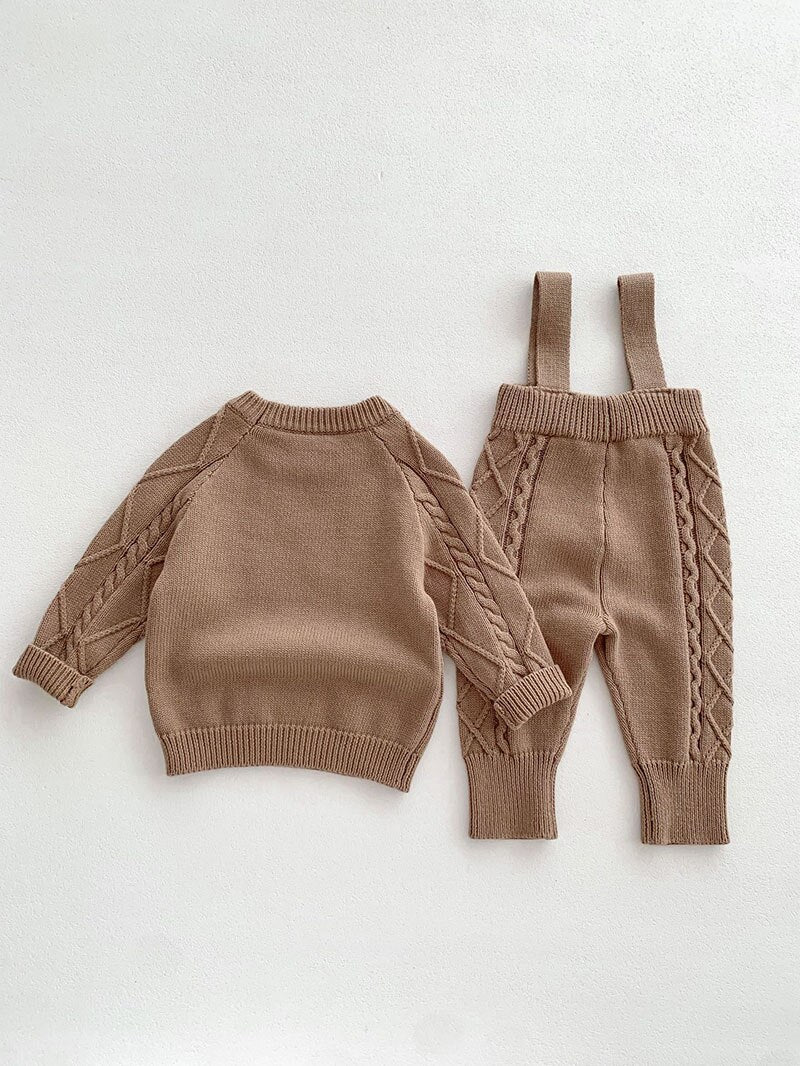 Cozy Knit Jumper with Overalls Set - JAC