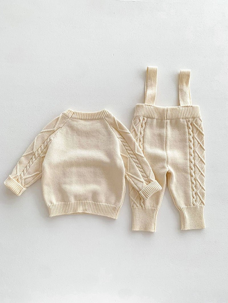 Cozy Knit Jumper with Overalls Set - JAC