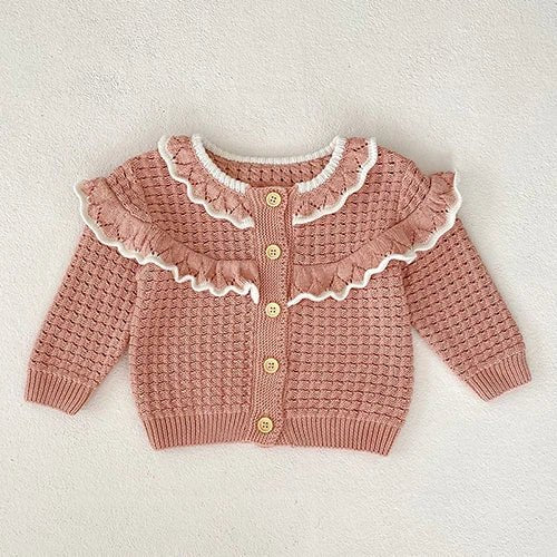 Cozy Knit Patterned Cardigan and Romper Set for Girls - JAC