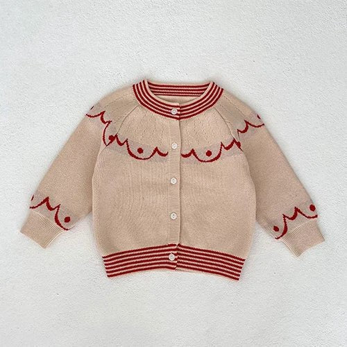 Cozy Knit Patterned Cardigan and Romper Set for Girls - JAC