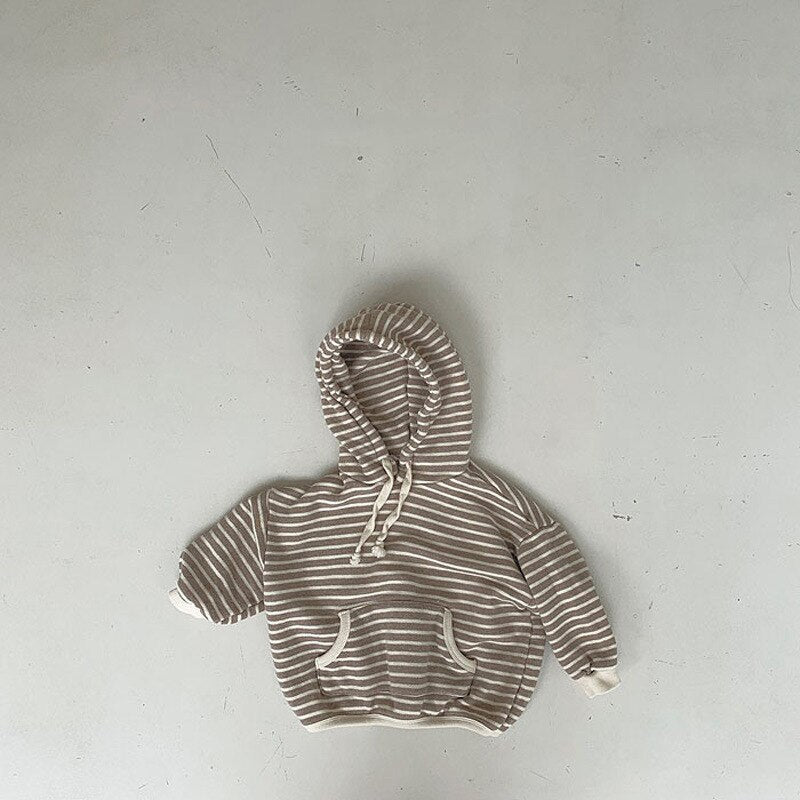 Cozy Striped Hoodie for Kids in Black & Brown - JAC