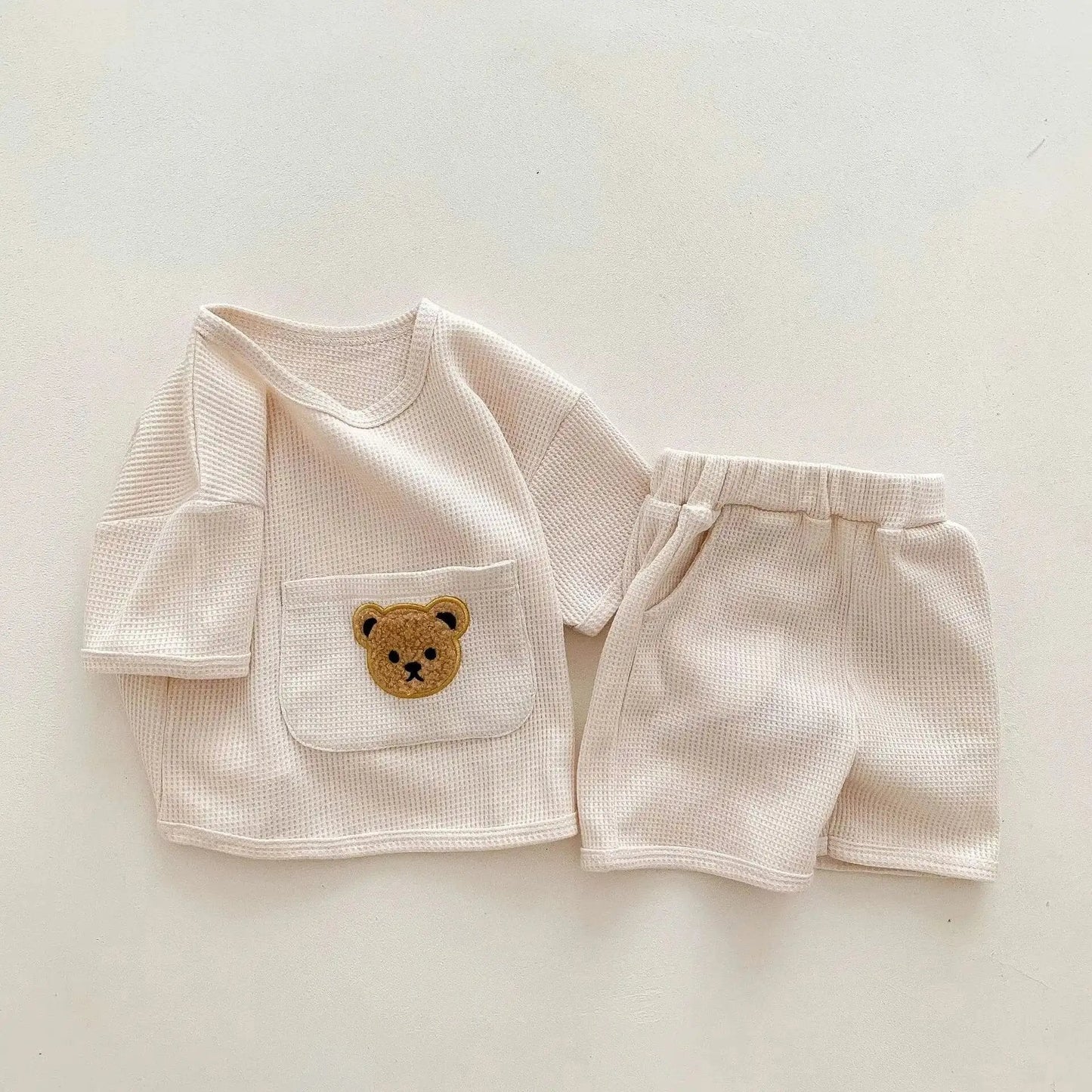 Cozy Teddy Bear Waffle Kids Set - JAC