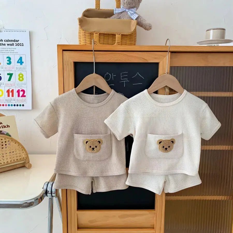 Cozy Teddy Bear Waffle Kids Set - JAC