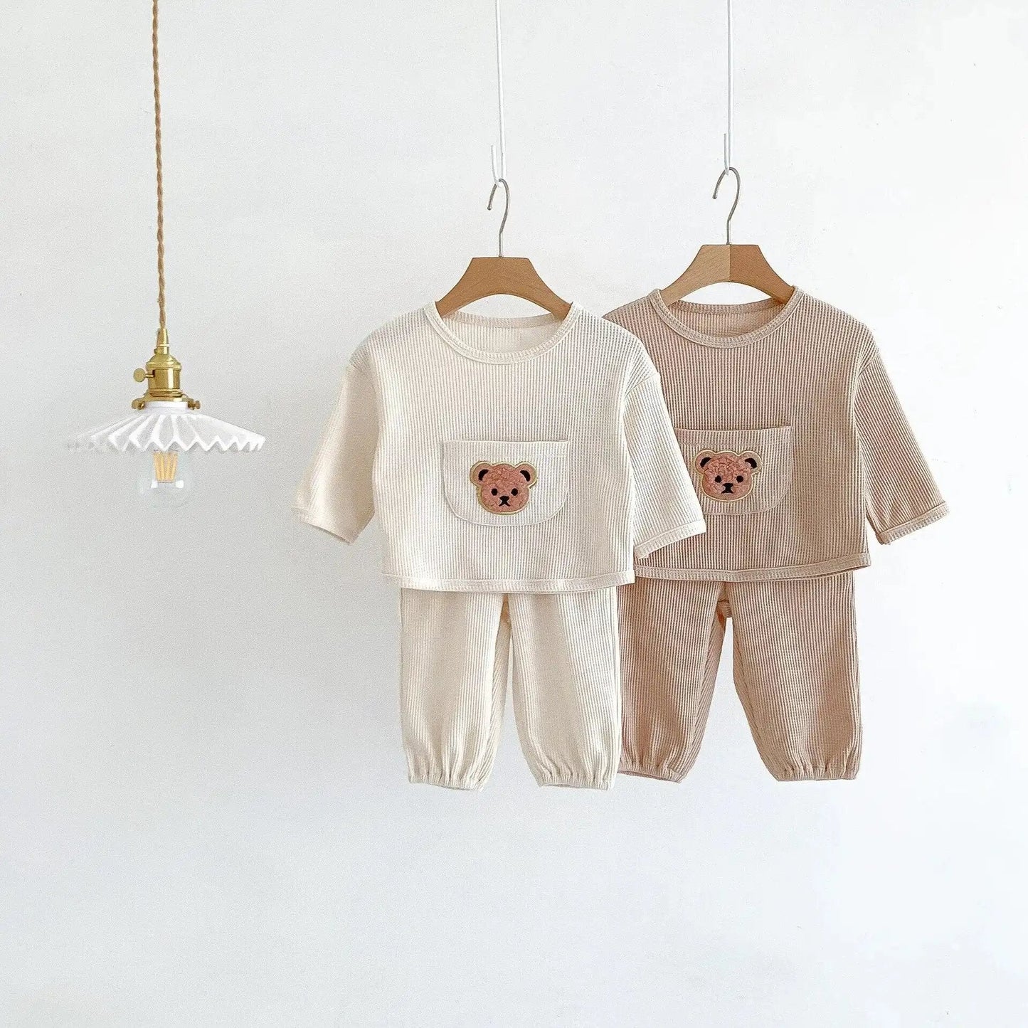 Cozy Teddy Bear Waffle Kids Set - JAC