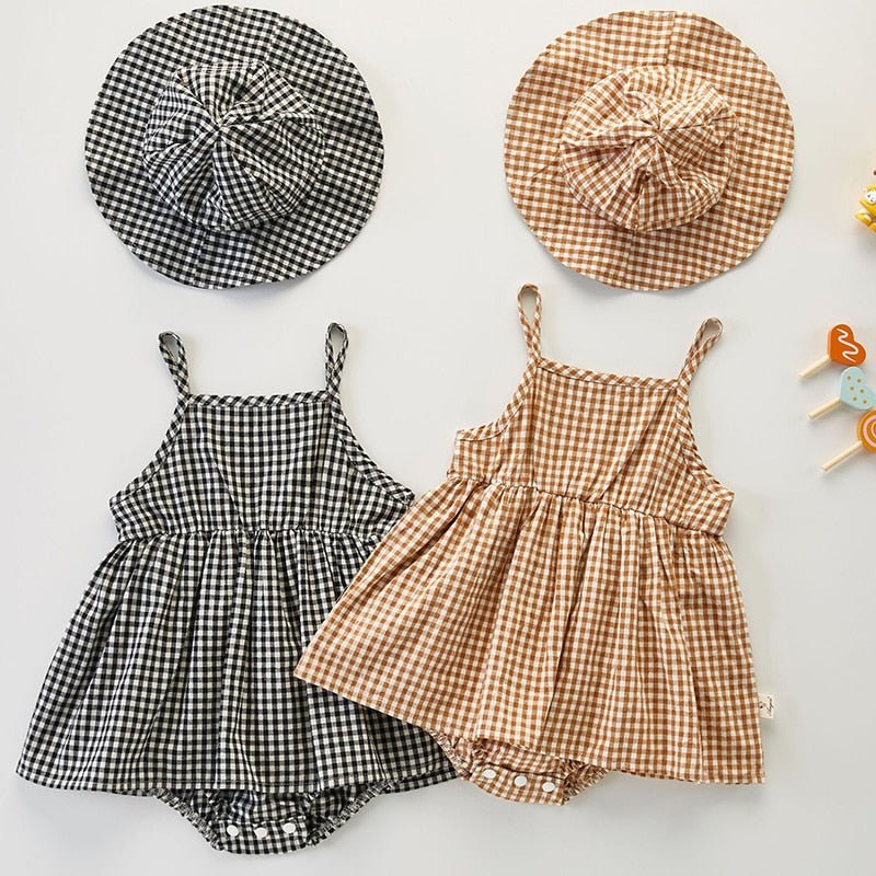 Cute Toddler Cotton Playsuit and Hat Set for Girls - JAC