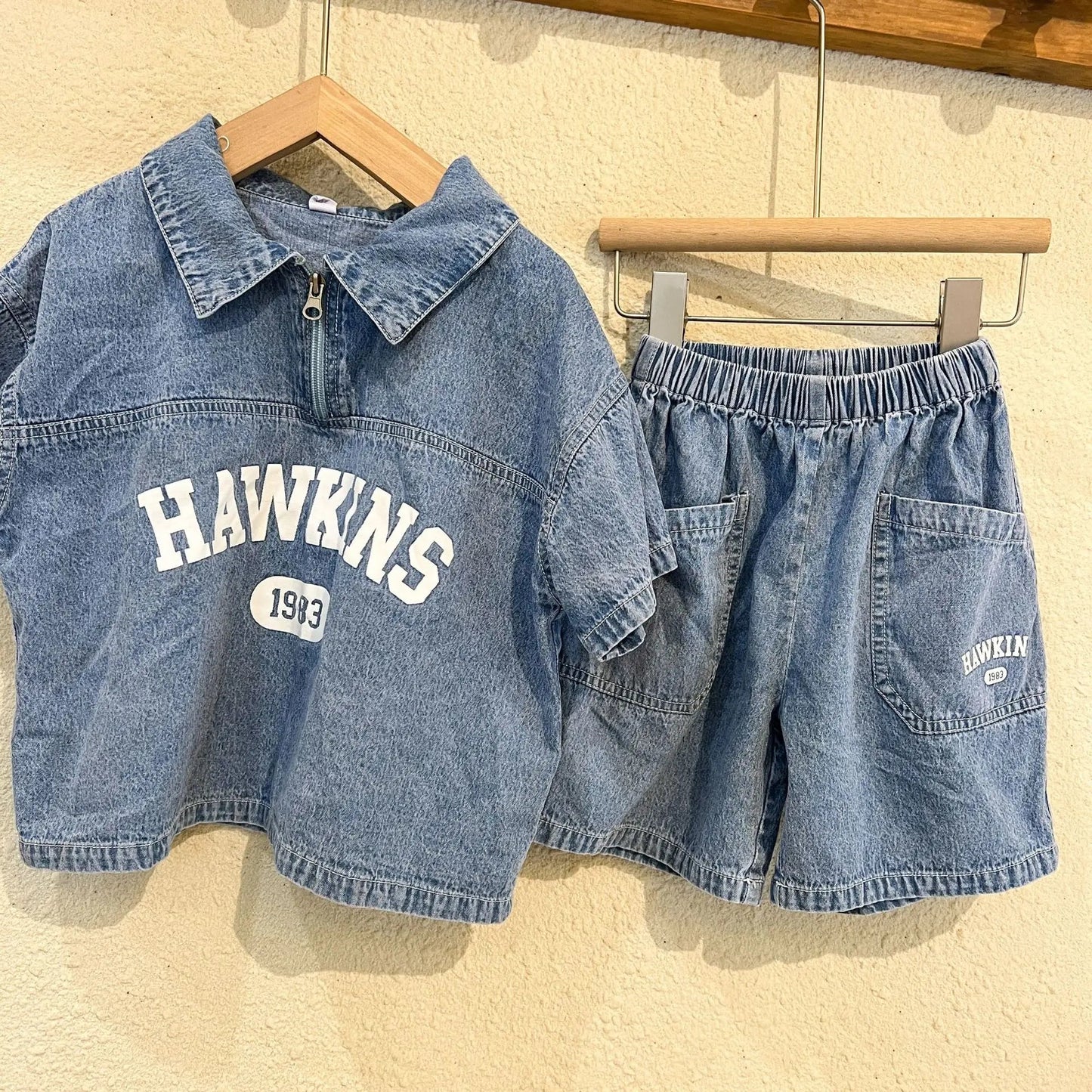 Denim Zip Shirt & Shorts Set for Boys - Blue - Ages 9 Months to 10 Years - JAC