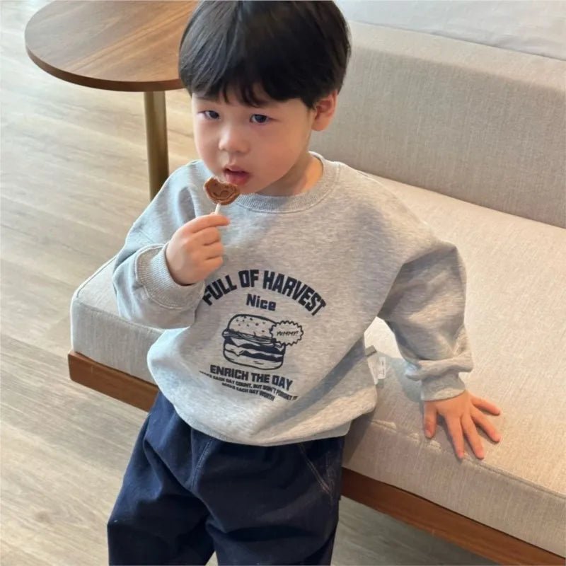 Fashionable Baby Letter Print Cotton Sweatshirt for Infant Toddler Boys and Girls - JAC