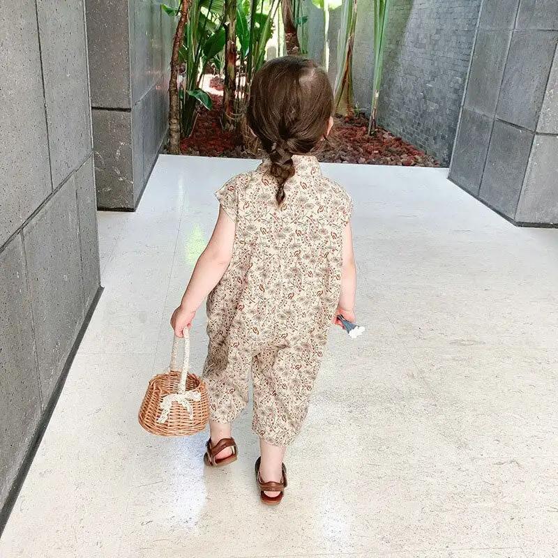 Floral Button Up Sleeveless Jumpsuit for Girls - JAC