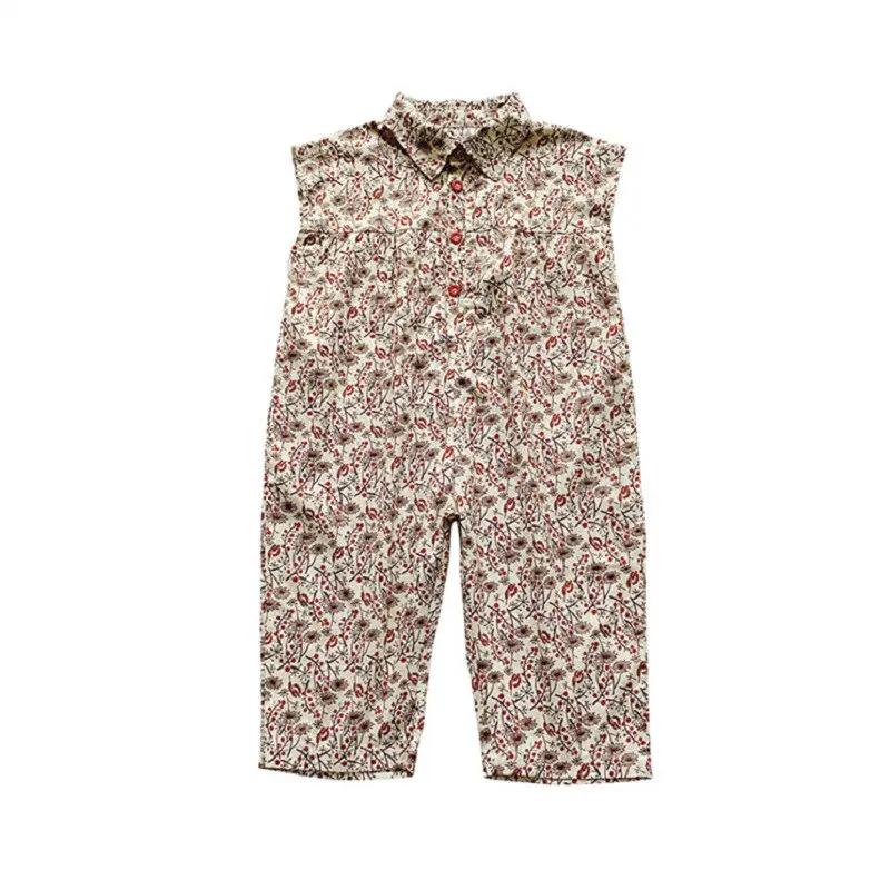 Floral Button Up Sleeveless Jumpsuit for Girls - JAC