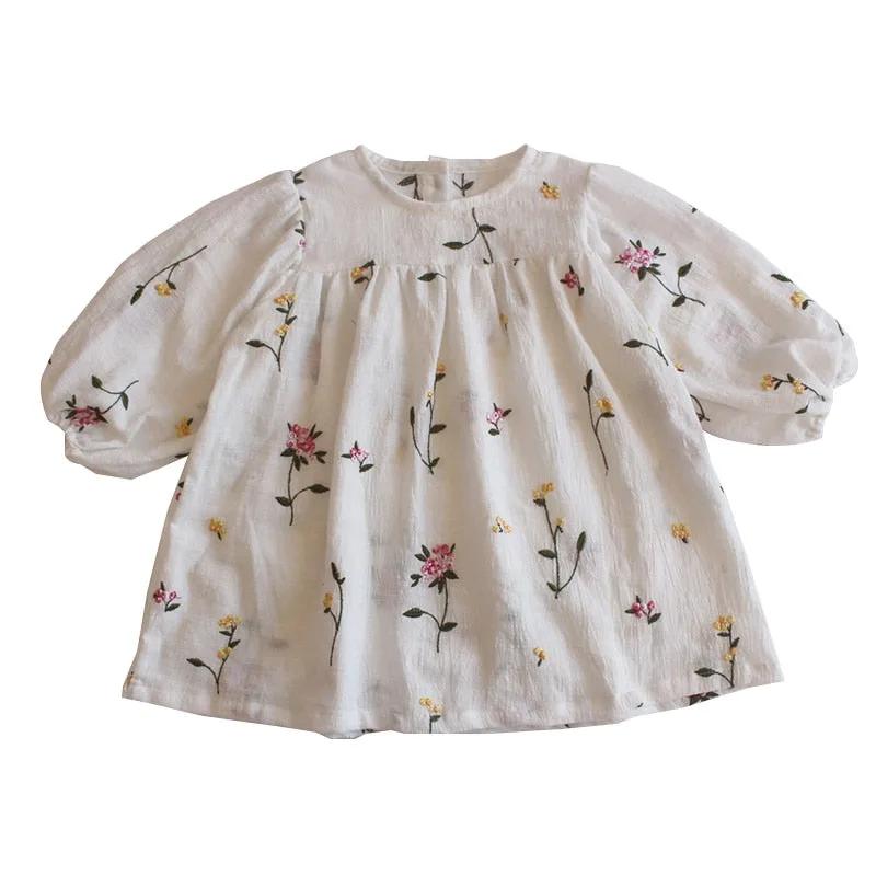 Floral Embroidered Puff Sleeve Top for Kids - JAC