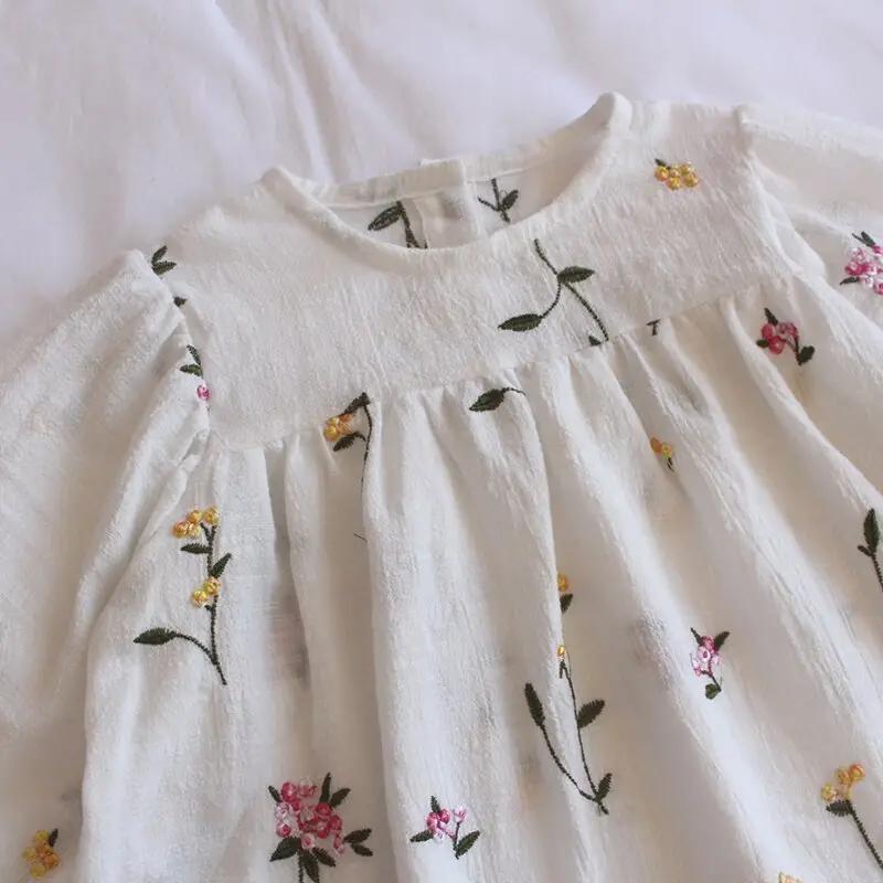 Floral Embroidered Puff Sleeve Top for Kids - JAC