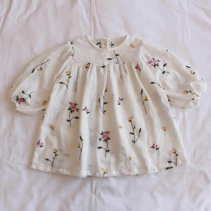 Floral Embroidered Puff Sleeve Top for Kids - JAC