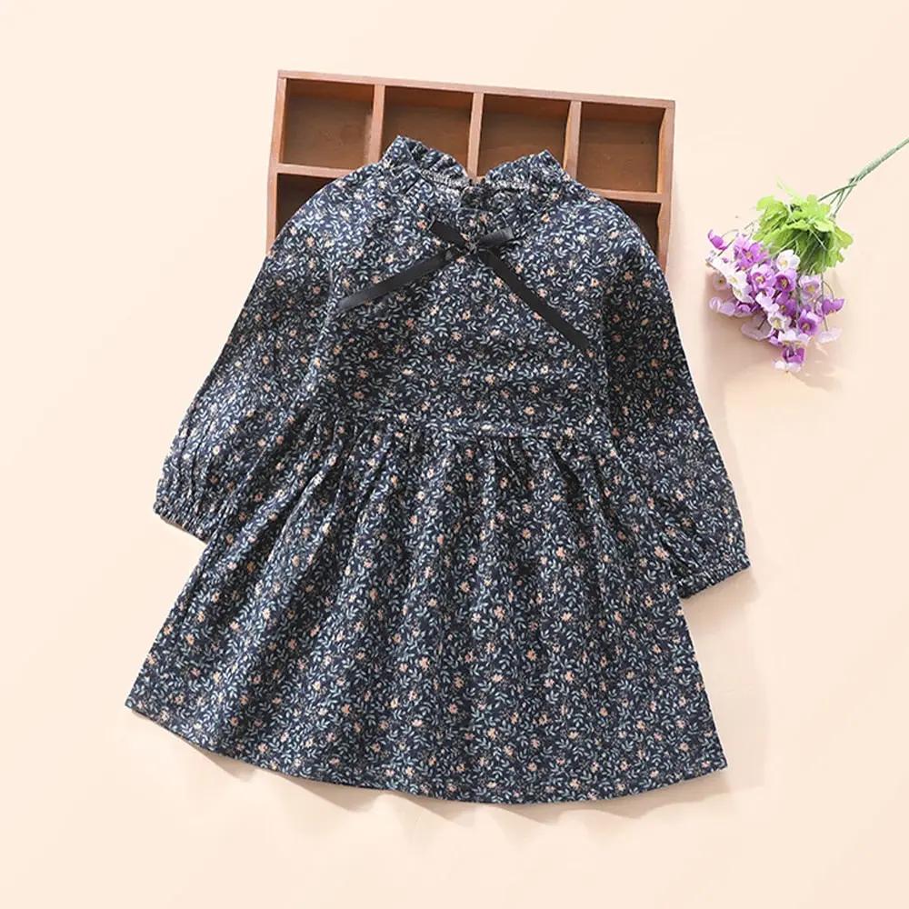 Floral Pleated Long - sleeve Dress for Girls - JAC