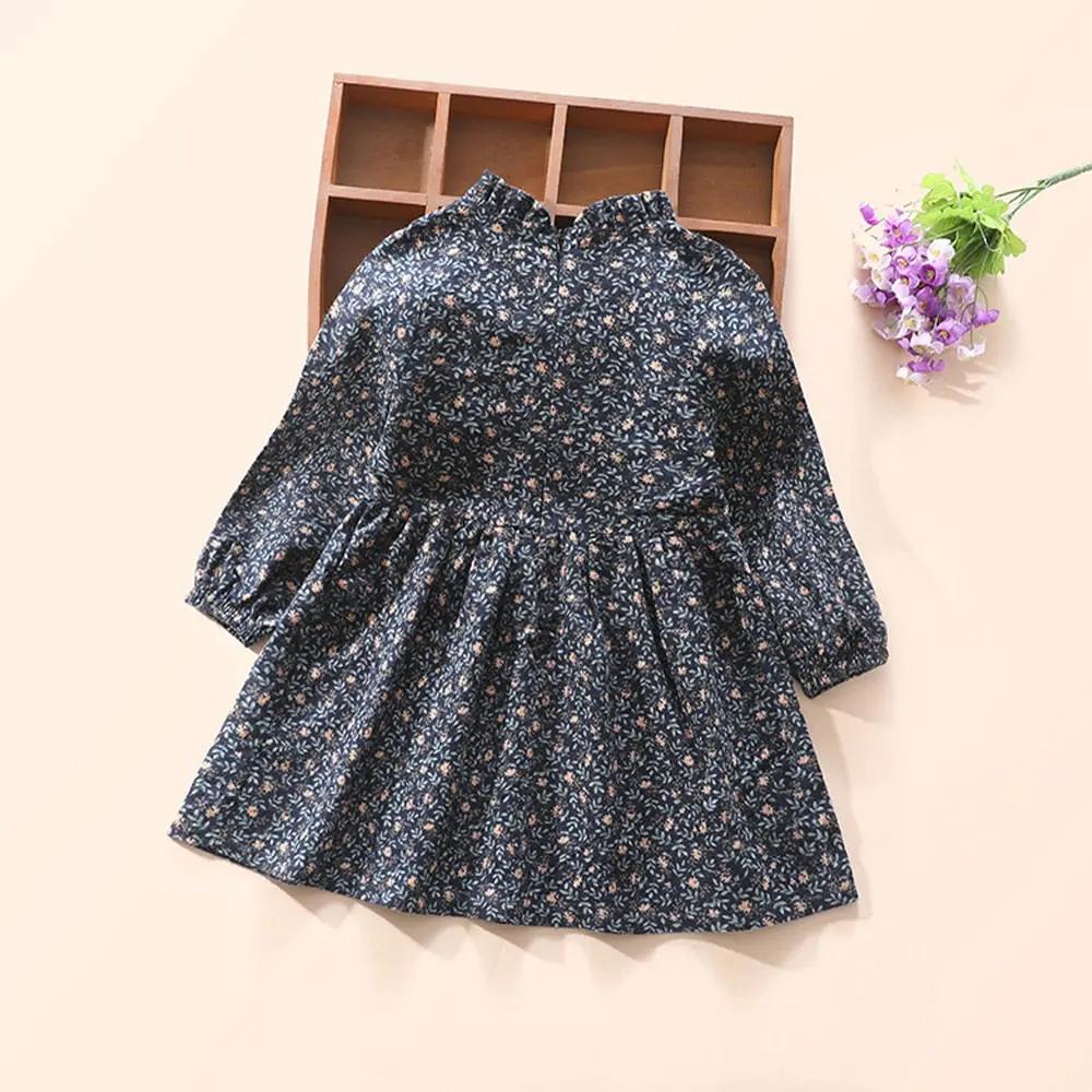 Floral Pleated Long - sleeve Dress for Girls - JAC