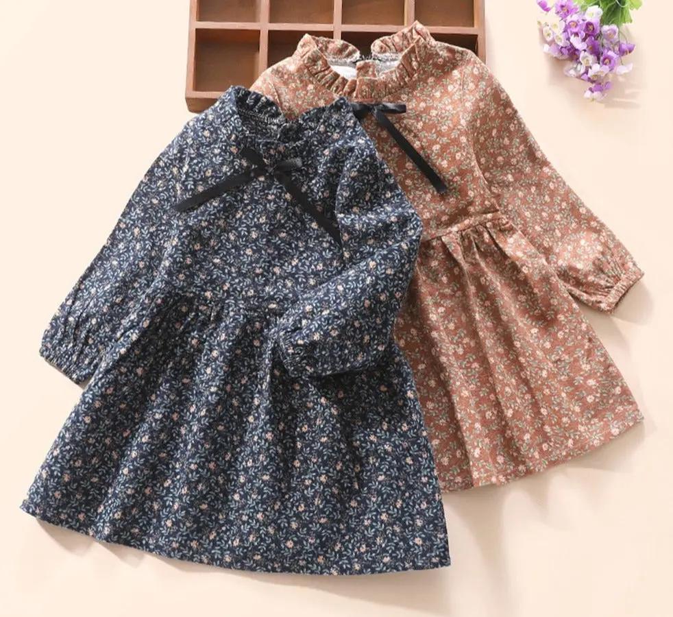 Floral Pleated Long - sleeve Dress for Girls - JAC