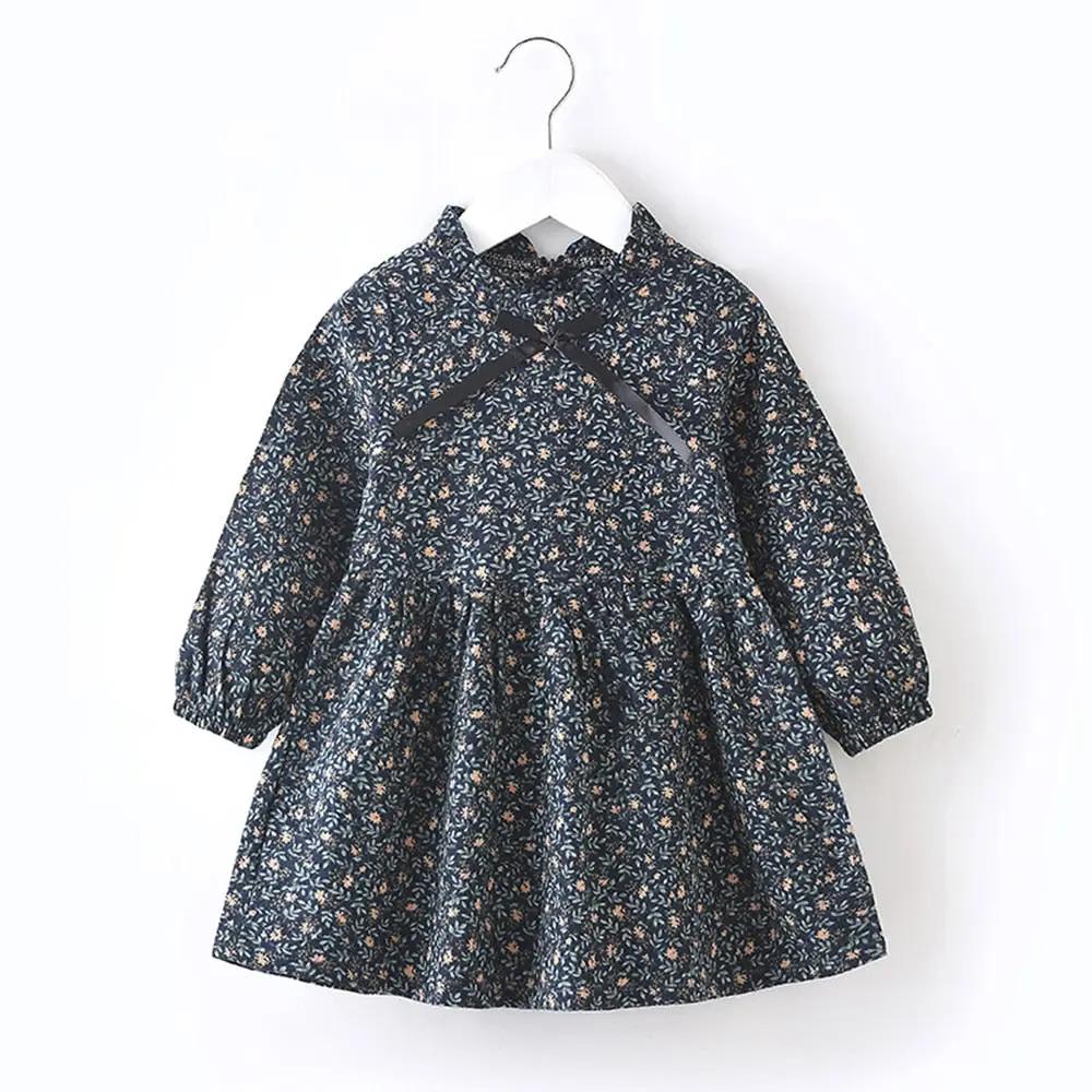 Floral Pleated Long - sleeve Dress for Girls - JAC