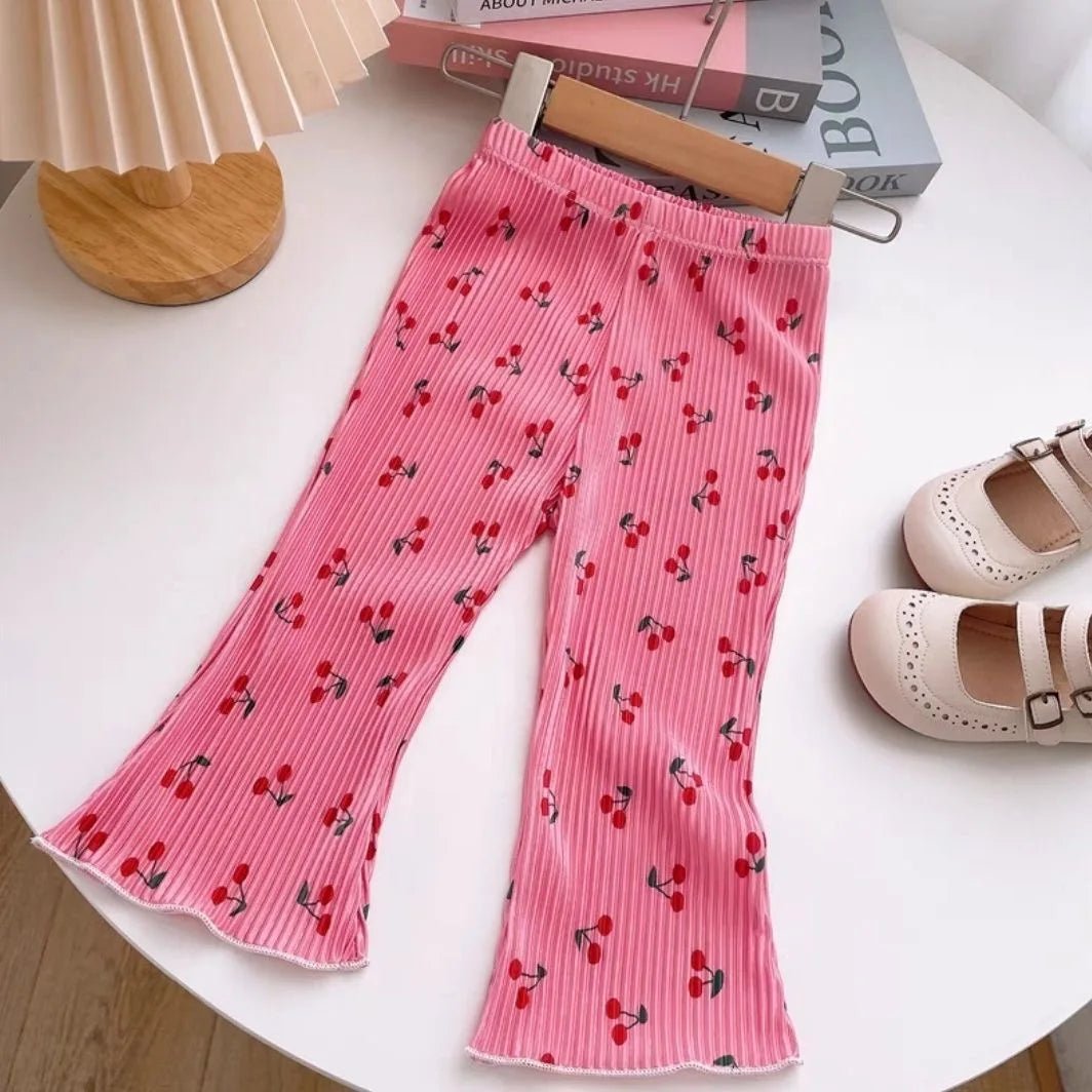 Floral Ribbed Flare Pants for Kids - JAC