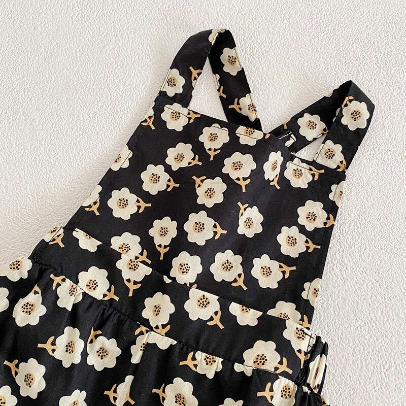 Flower Print Dungarees & Ivory Top Ensemble - JAC