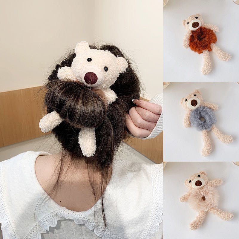 Fluffy Animal Print Hair Scrunchies - 5cm Diameter, One Size Fits Most - JAC