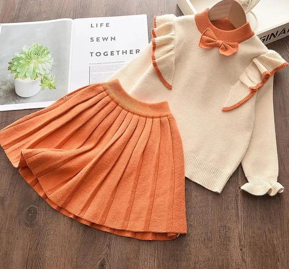 Frilly Jumper Set with Coordinating Pleated Skirt - JAC