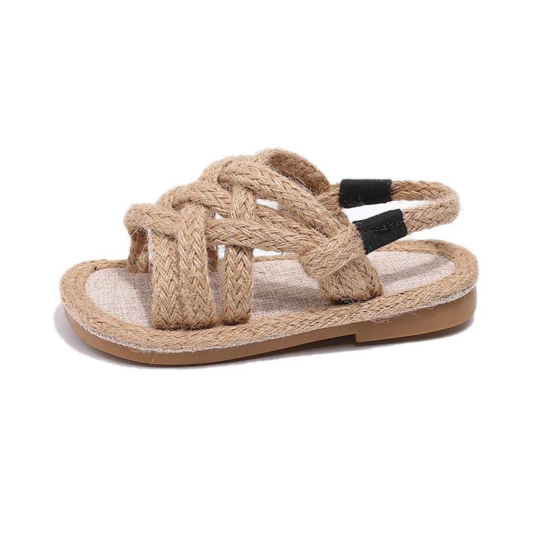 Girls Gladiator Boys Rope Sandals 2024 Summer Soft Linen Hemp Summer Children Shoes Kids Roman Beach Shoes Breathable Sandals - JAC