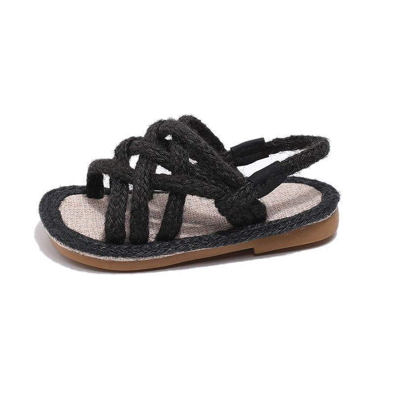 Girls Gladiator Boys Rope Sandals 2024 Summer Soft Linen Hemp Summer Children Shoes Kids Roman Beach Shoes Breathable Sandals - JAC