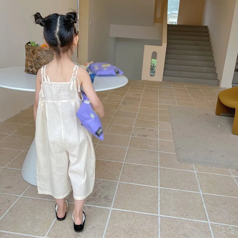 Girls Kids Overalls Summer Jumpsuit Embroidered Wide Leg Pants Fashion Children Girl Bodysuit Romper Kids Outfits 3 - 8Y - JAC