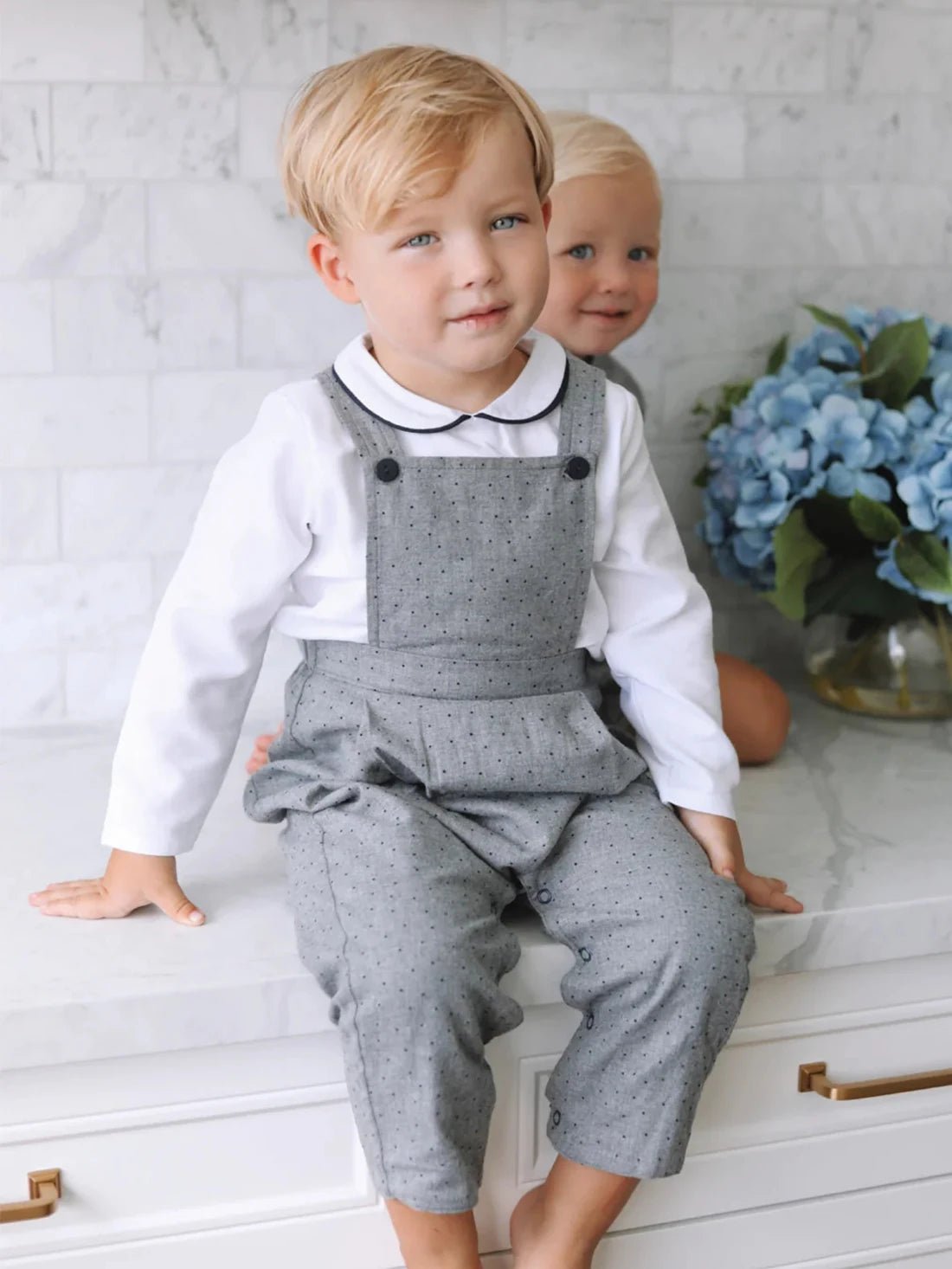 Grey Polkadot Smart Suspender Set for Boys - JAC