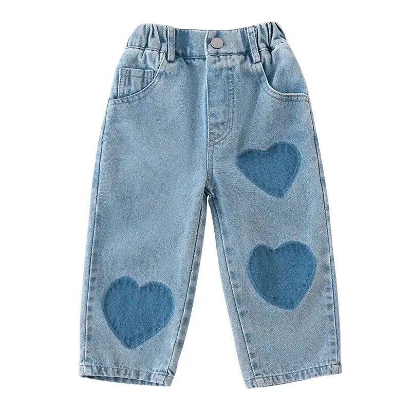 Heart Embroidered Straight Leg Jeans for Girls - JAC