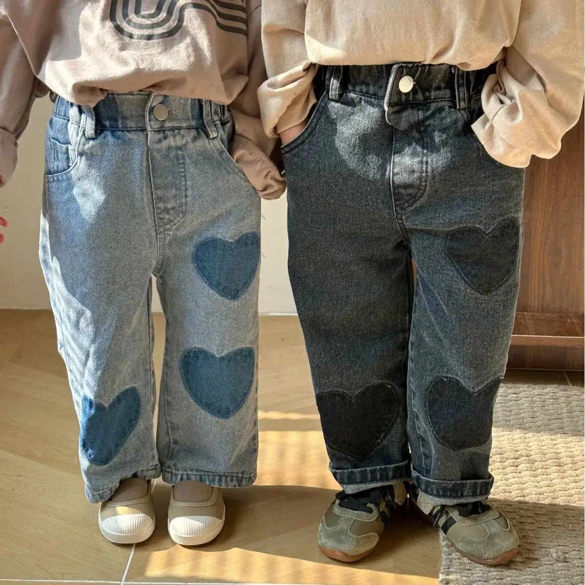 Heart Embroidered Straight Leg Jeans for Girls - JAC