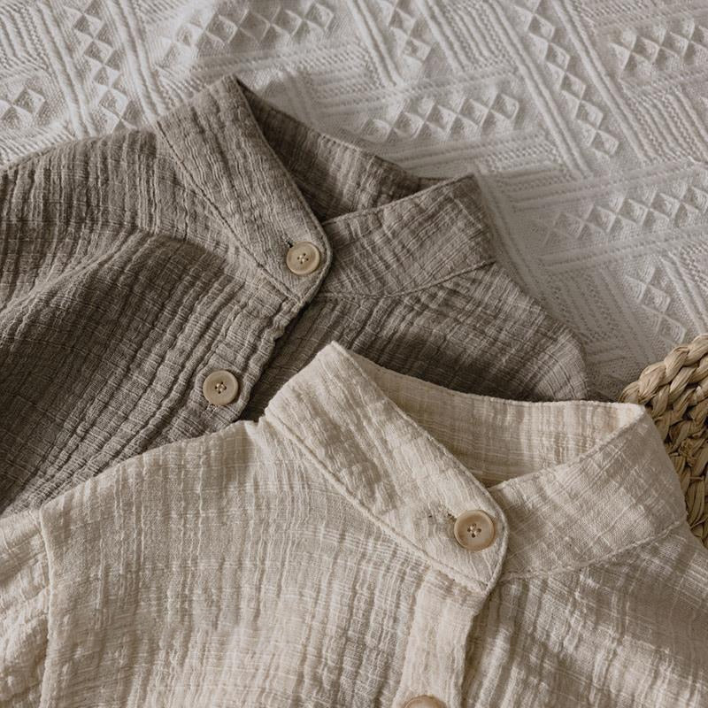 High Neck Linen Cotton Blend Shirt for All Genders - JAC