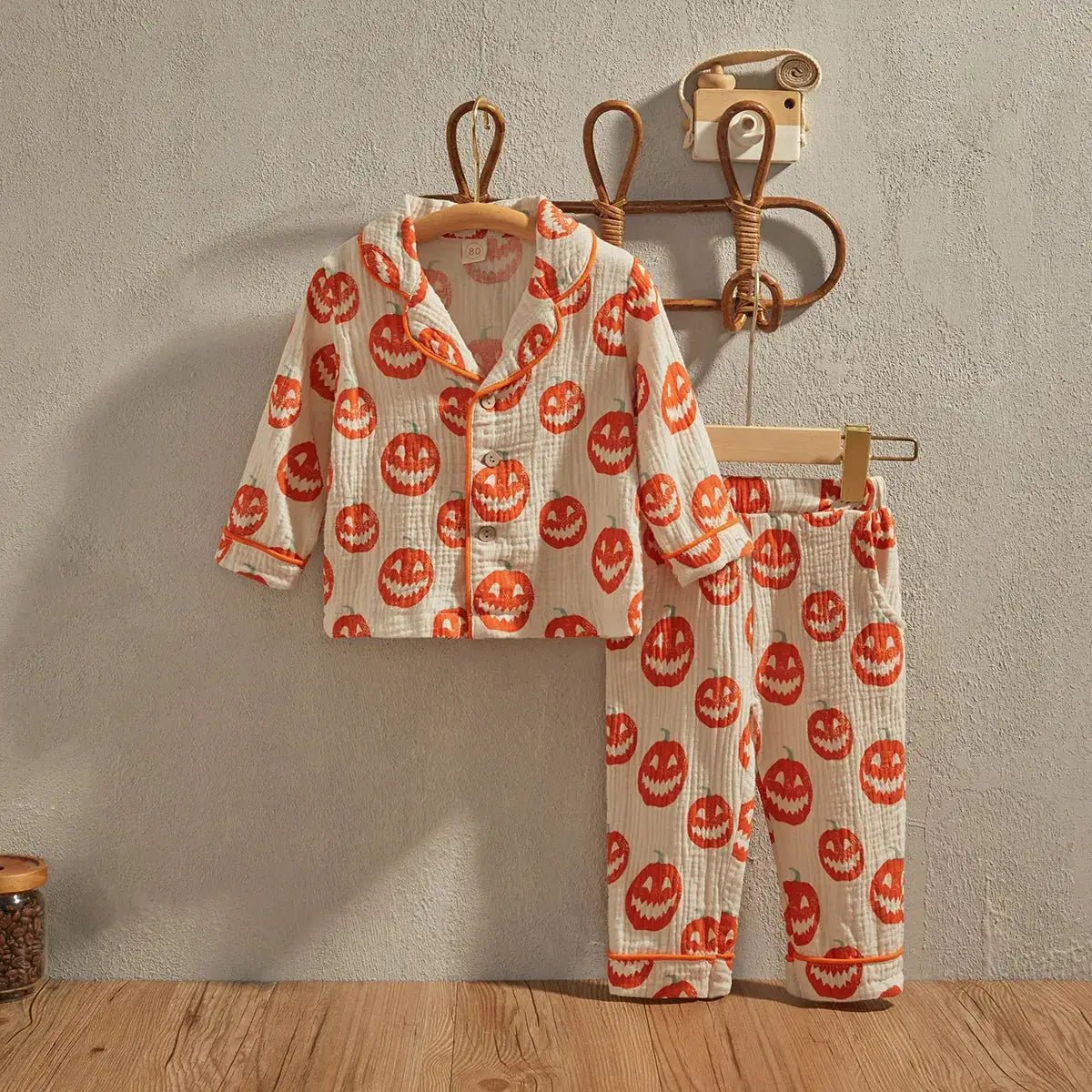 Kids Cartoon Bear Print Pajama Set with Long Sleeve Top and Pants - JAC