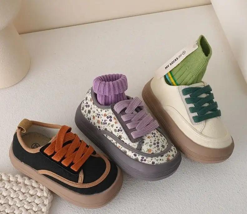 Kids Vintage Style Canvas Sneakers with Chunky Gum Sole - JAC