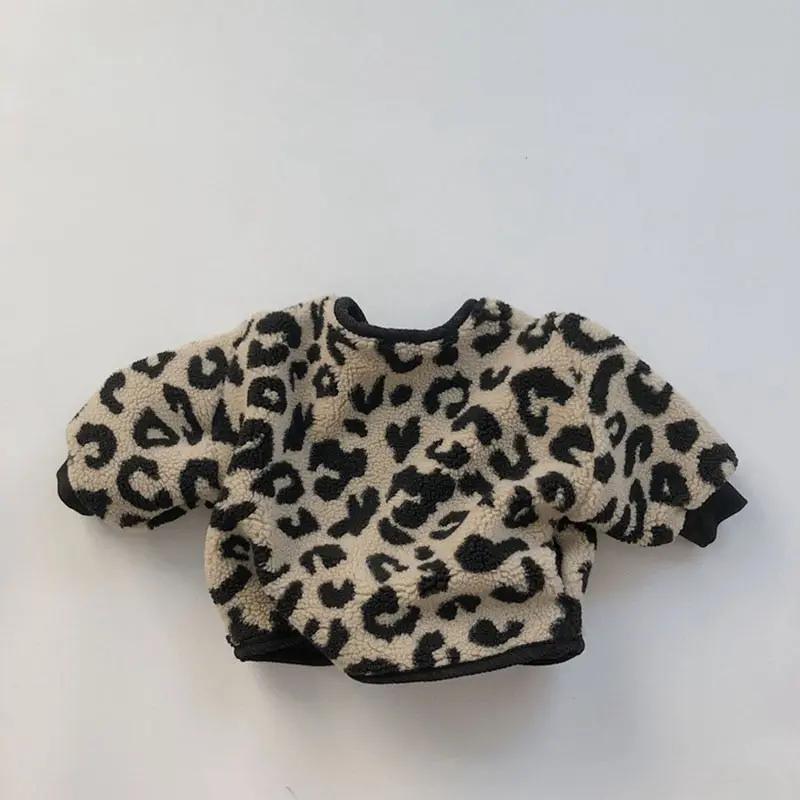 Leopard Print Corduroy Coat with V - Neck - JAC