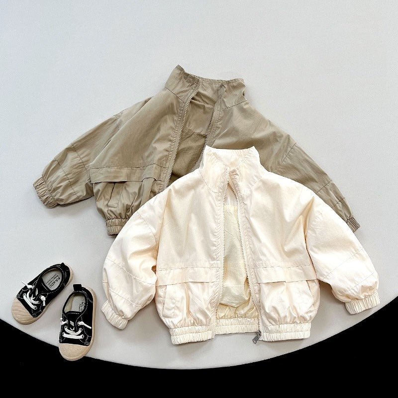 Lightweight Bomber Jacket for Kids in Khaki and Beige - JAC