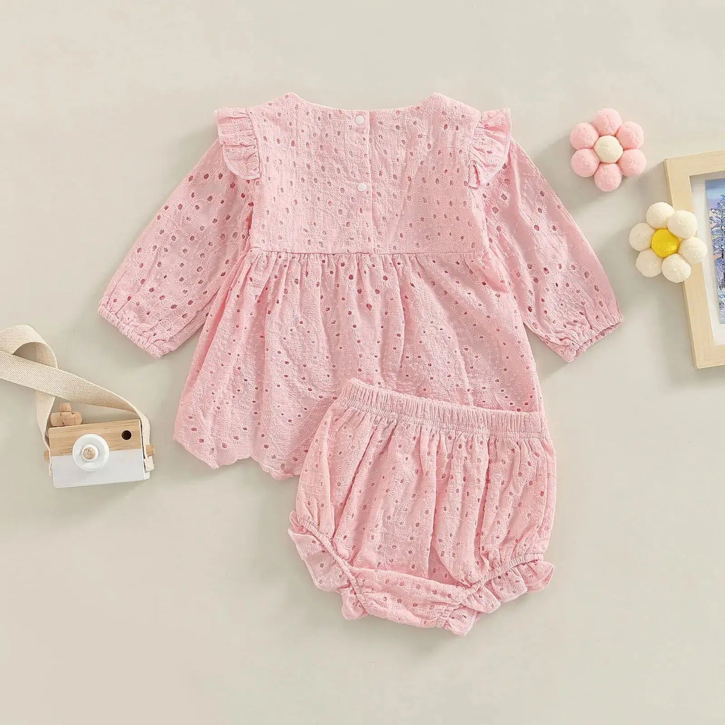 Lively Cutout Toddler Girl T - shirt and Ruffle Shorts Set - JAC