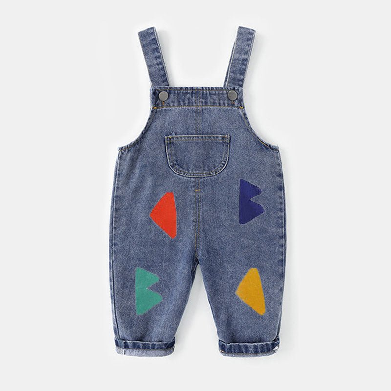 Loose Fit Kids Baggy Denim Overalls with Graphic Prints - JAC