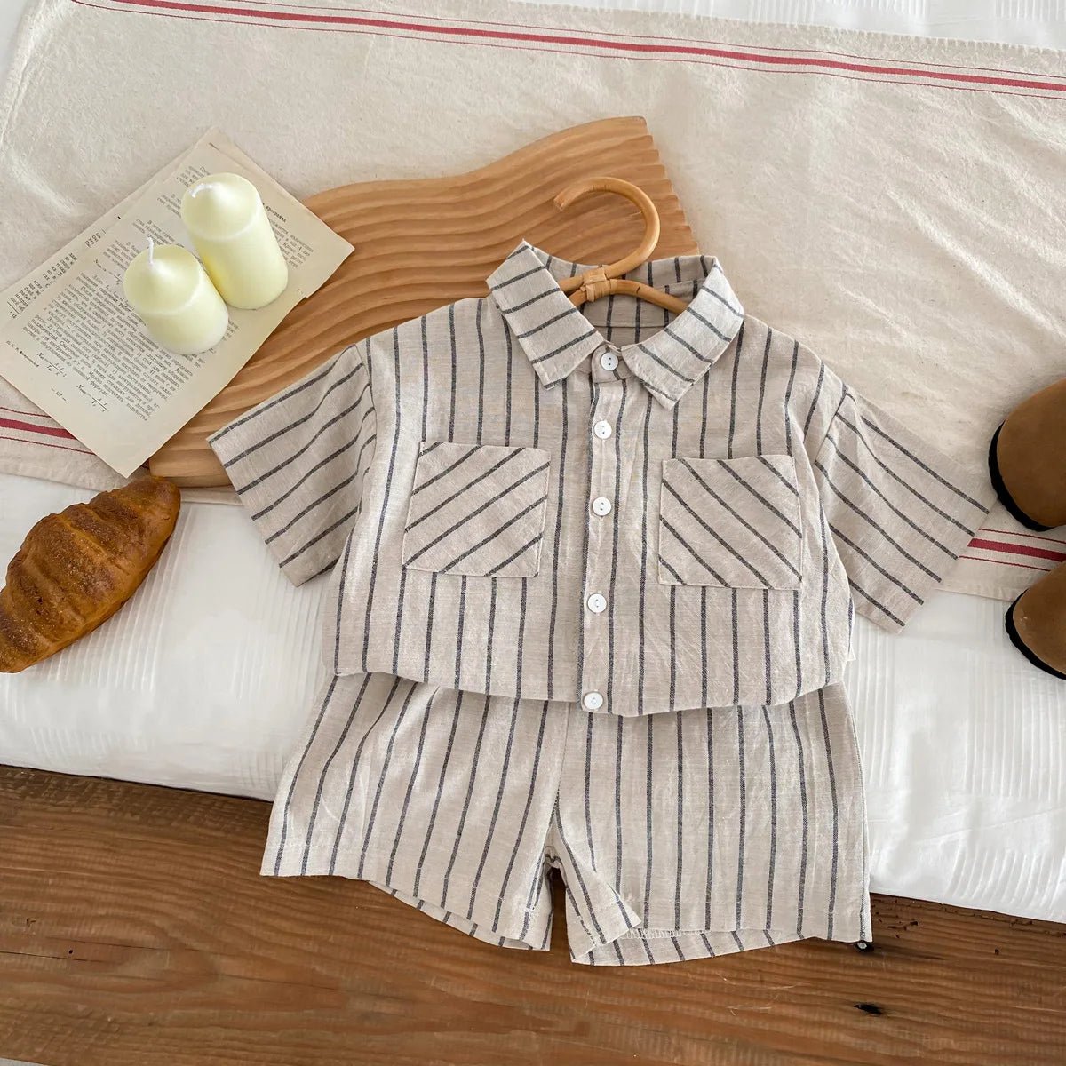 MILANCEL 2024 Summer Kids Short Sleeve Shirt Set Striped T - Shirt And Shorts Boys Tracksuit 2 Pcs Suit Childrens Outwear - JAC