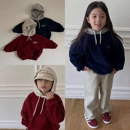 Navy & Red Unisex Kids Hooded Sweatshirt - Available in Sizes 9M - 3Y - JAC