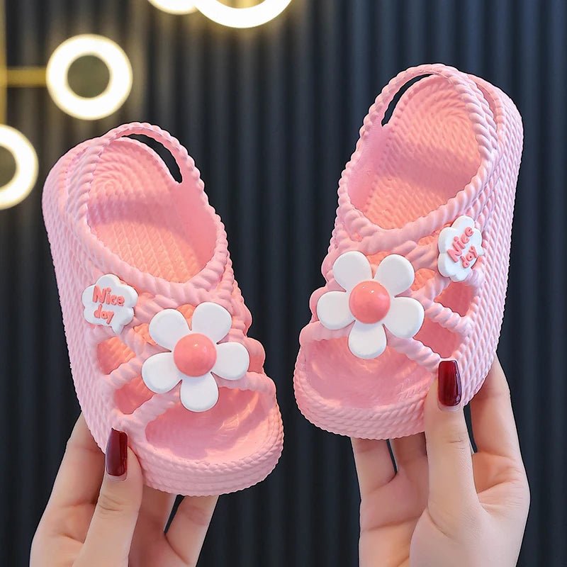 New Summer Aged 2 - 8 Children Slippers Flower Pattern Lithe Comfort Sandal For Girls Non - slip Seabeach Flip Flops Home Kids Shoes - JAC