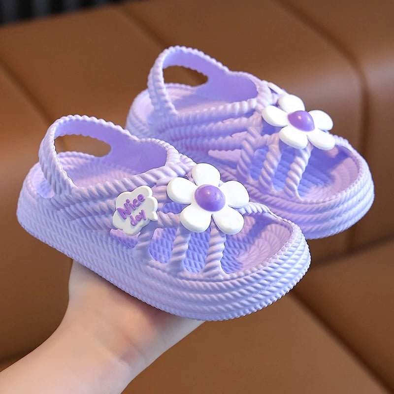 New Summer Aged 2 - 8 Children Slippers Flower Pattern Lithe Comfort Sandal For Girls Non - slip Seabeach Flip Flops Home Kids Shoes - JAC