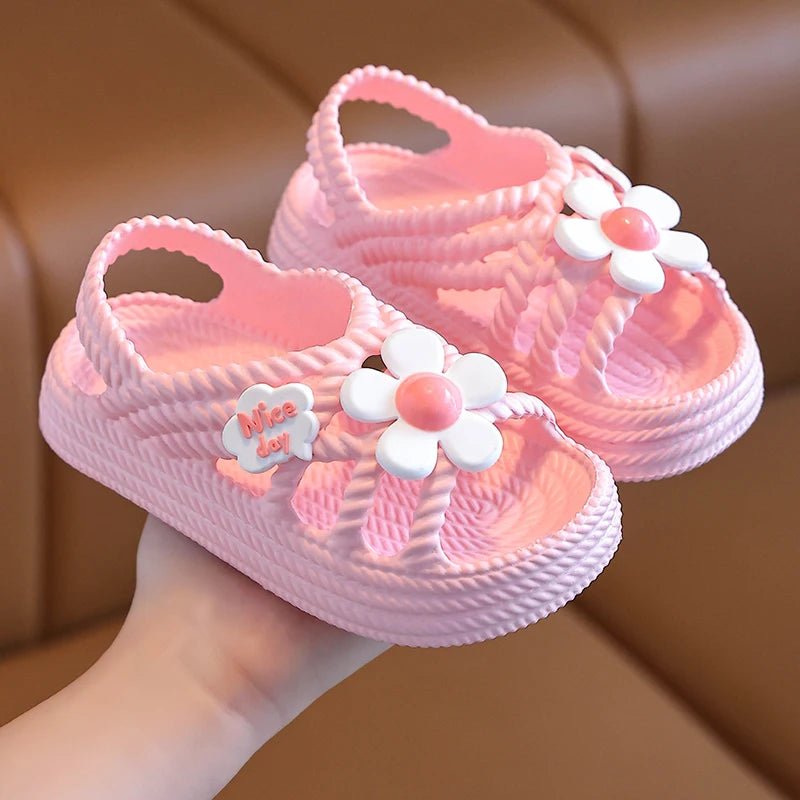 New Summer Aged 2 - 8 Children Slippers Flower Pattern Lithe Comfort Sandal For Girls Non - slip Seabeach Flip Flops Home Kids Shoes - JAC