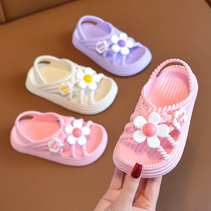 New Summer Aged 2 - 8 Children Slippers Flower Pattern Lithe Comfort Sandal For Girls Non - slip Seabeach Flip Flops Home Kids Shoes - JAC