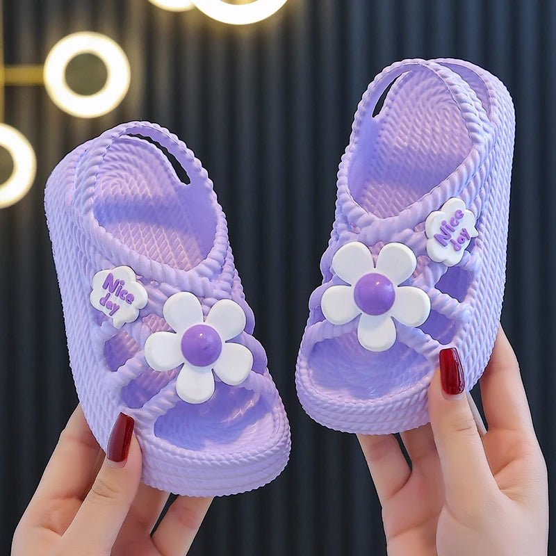 New Summer Aged 2 - 8 Children Slippers Flower Pattern Lithe Comfort Sandal For Girls Non - slip Seabeach Flip Flops Home Kids Shoes - JAC