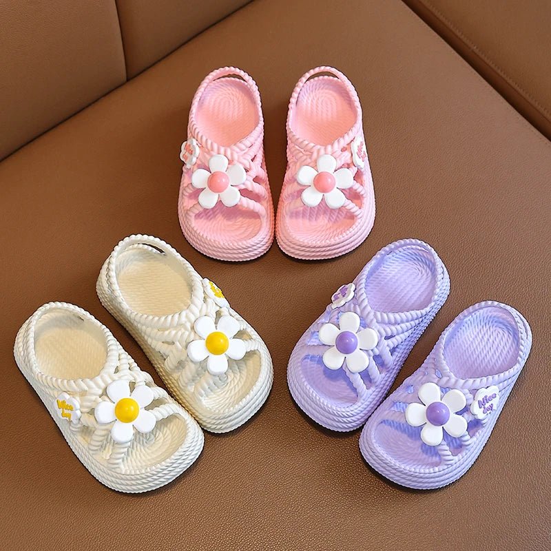 New Summer Aged 2 - 8 Children Slippers Flower Pattern Lithe Comfort Sandal For Girls Non - slip Seabeach Flip Flops Home Kids Shoes - JAC