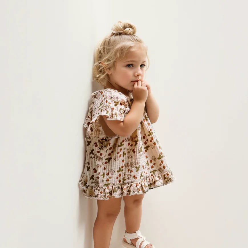 Organic Cotton Baby Girl Summer Clothes 2Pcs Floral Kids Dresses + Shorts Newborn Baby Girl Outfit - JAC