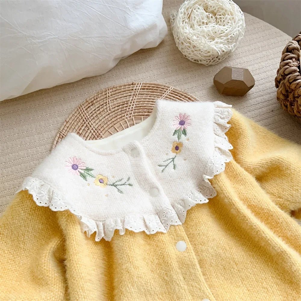 Pastel Embroidered Floral Long Sleeve Romper for Baby Girls - JAC