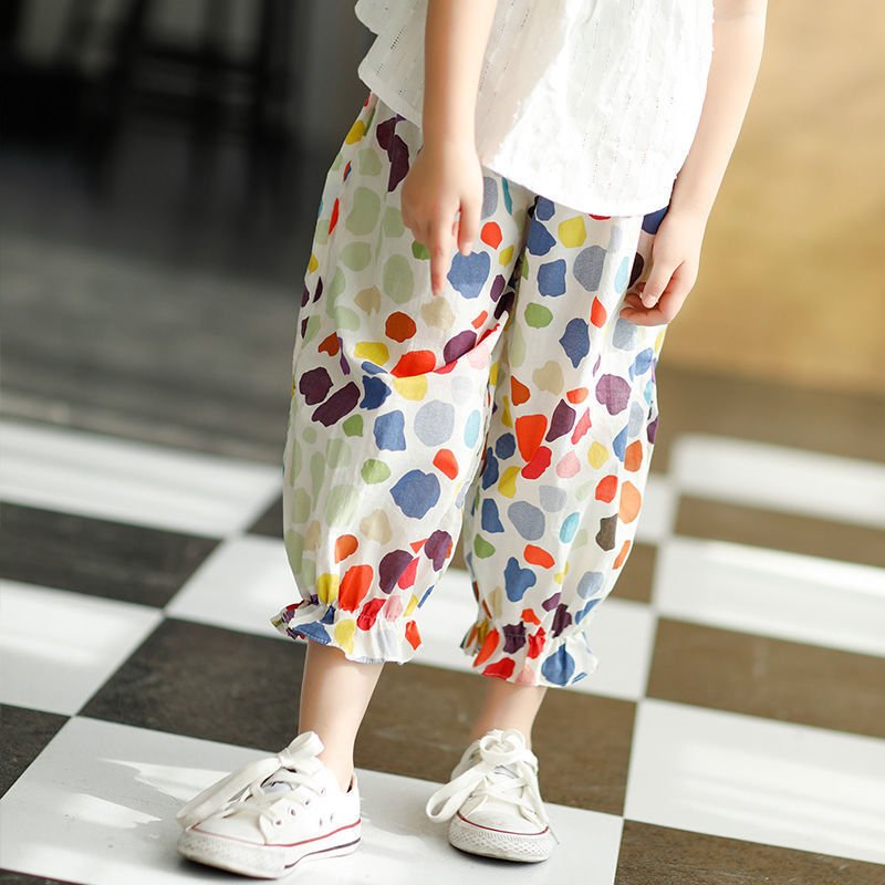 Patterned Cotton Loose Trousers for Girls - JAC